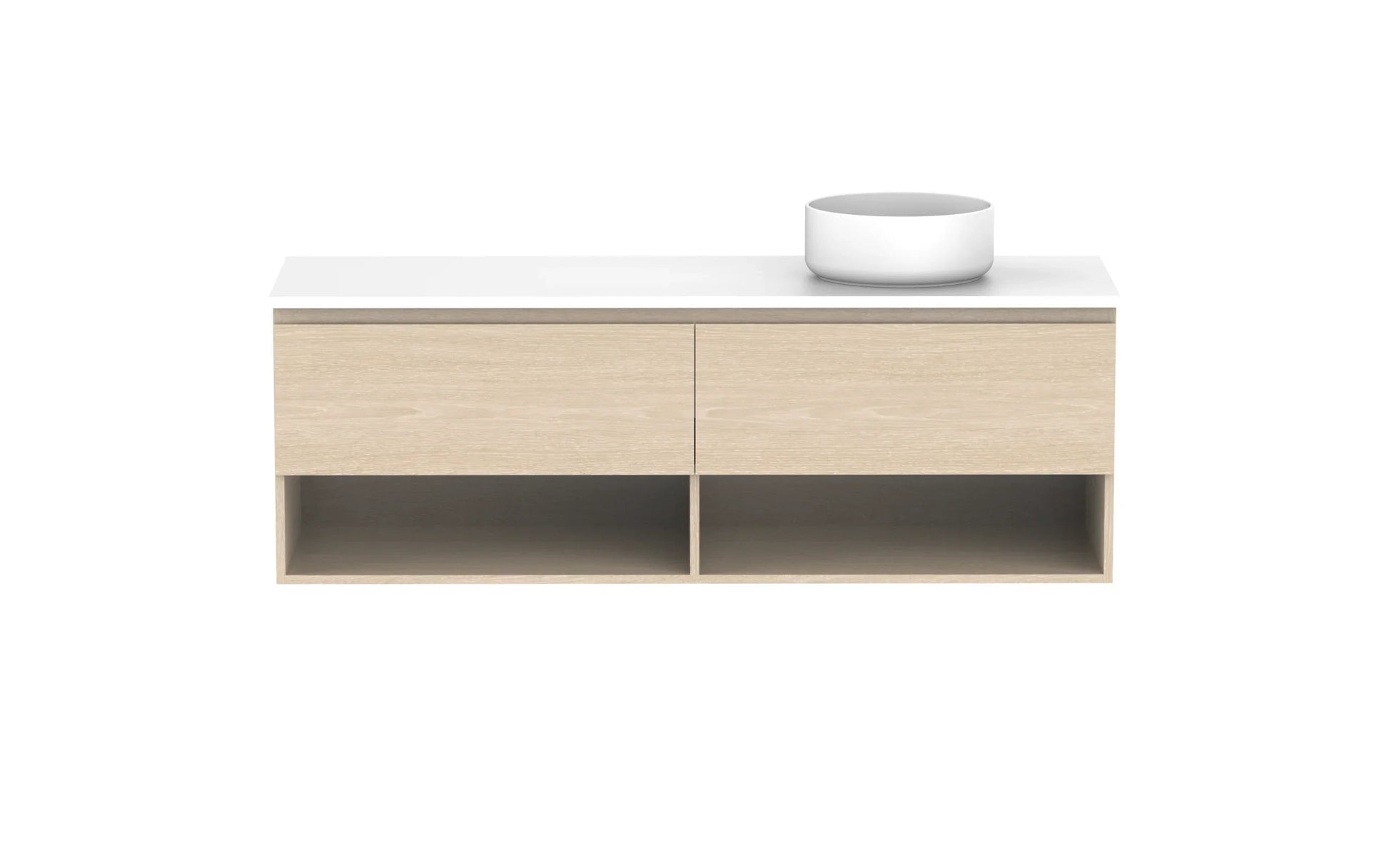 ADP Glacier Shelf Slim Wall Hung Vanity - 1500mm / Stone Benchtop / Right Hand Bowl