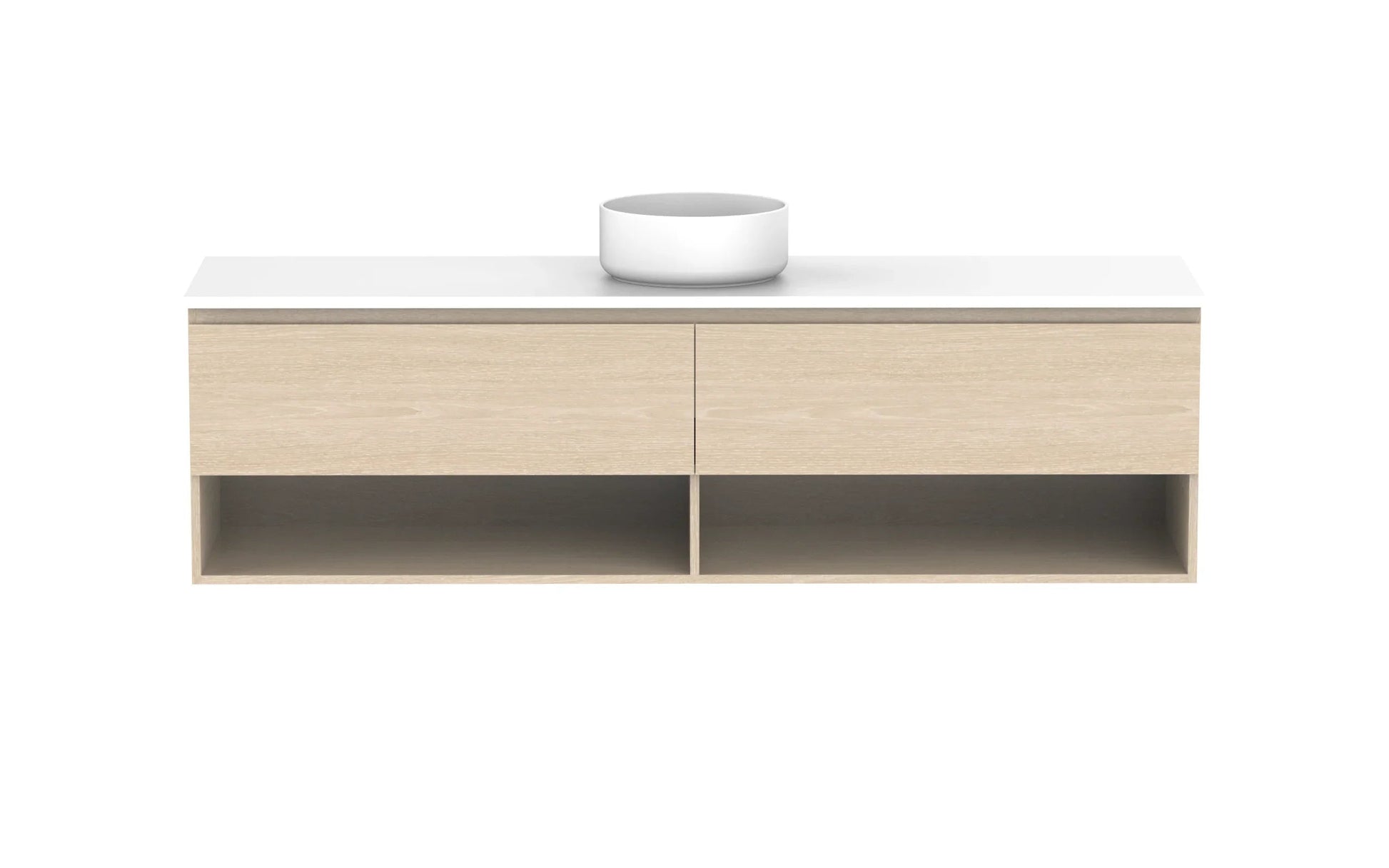 ADP Glacier Shelf Slim Wall Hung Vanity - 1800mm / Stone Benchtop / Centre Bowl