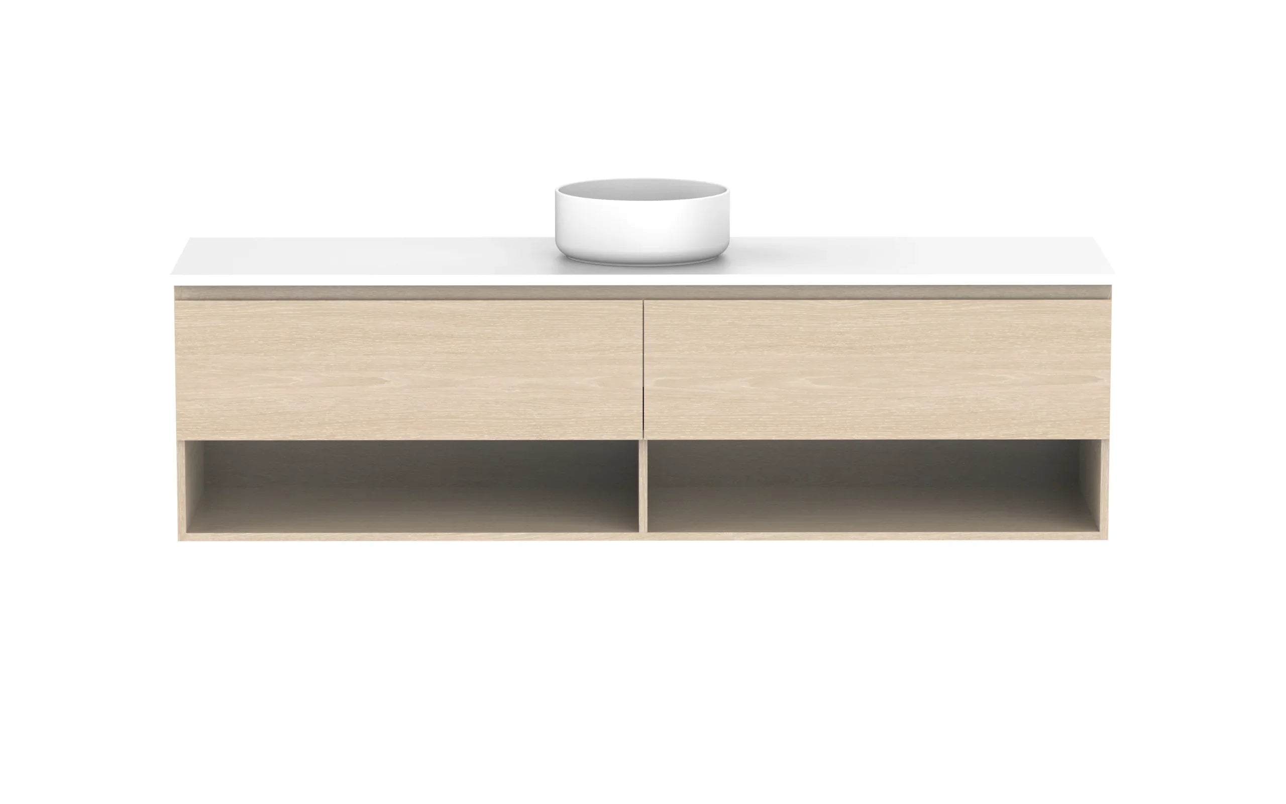 ADP Glacier Shelf Slim Wall Hung Vanity - 1800mm / Stone Benchtop / Centre Bowl