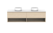 ADP Glacier Shelf Slim Wall Hung Vanity - 1800mm / Stone Benchtop / Double Bowl