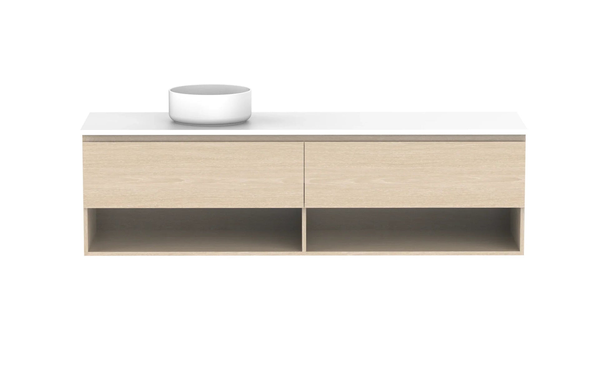 ADP Glacier Shelf Slim Wall Hung Vanity - 1800mm / Stone Benchtop / Left Hand Bowl