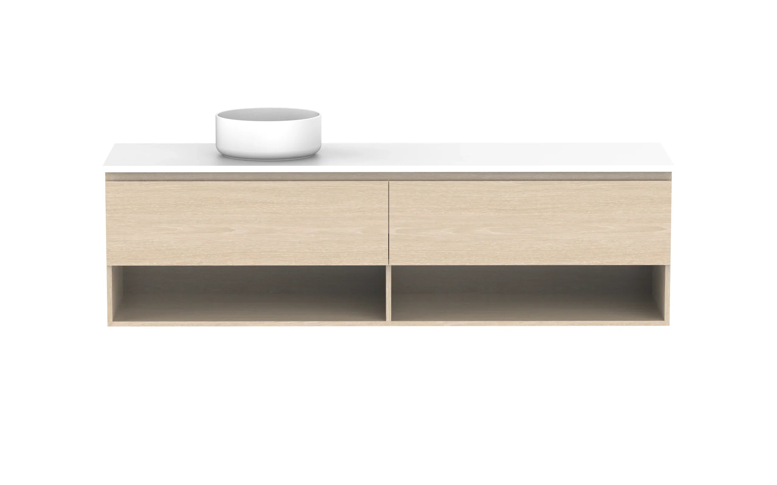 ADP Glacier Shelf Slim Wall Hung Vanity - 1800mm / Stone Benchtop / Left Hand Bowl
