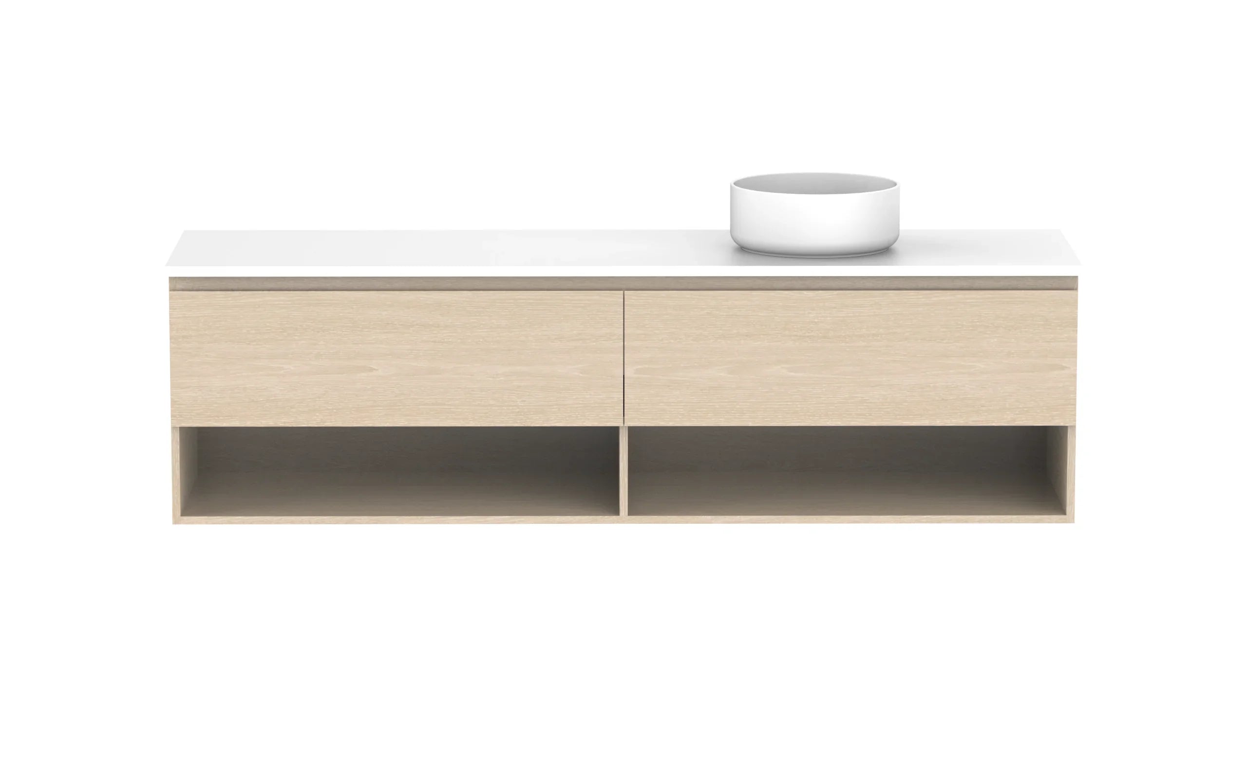 ADP Glacier Shelf Slim Wall Hung Vanity - 1800mm / Stone Benchtop / Right Hand Bowl