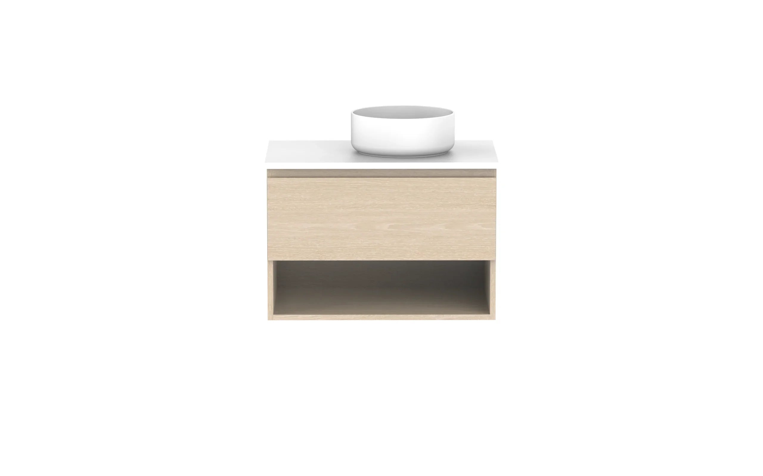 ADP Glacier Shelf Slim Wall Hung Vanity - 750mm / Stone Benchtop / Right Hand Bowl