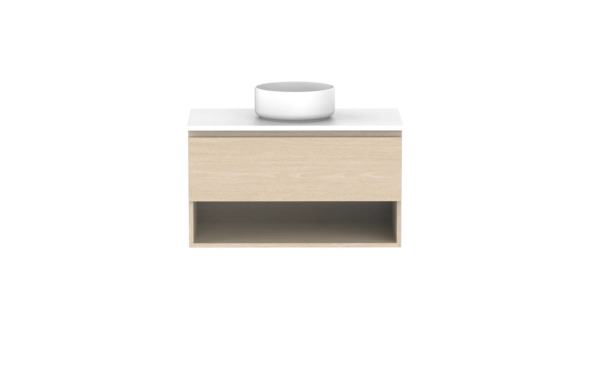 ADP Glacier Shelf Slim Wall Hung Vanity - 900mm / Stone Benchtop / Centre Bowl