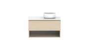 ADP Glacier Shelf Slim Wall Hung Vanity - 900mm / Stone Benchtop / Right Hand Bowl