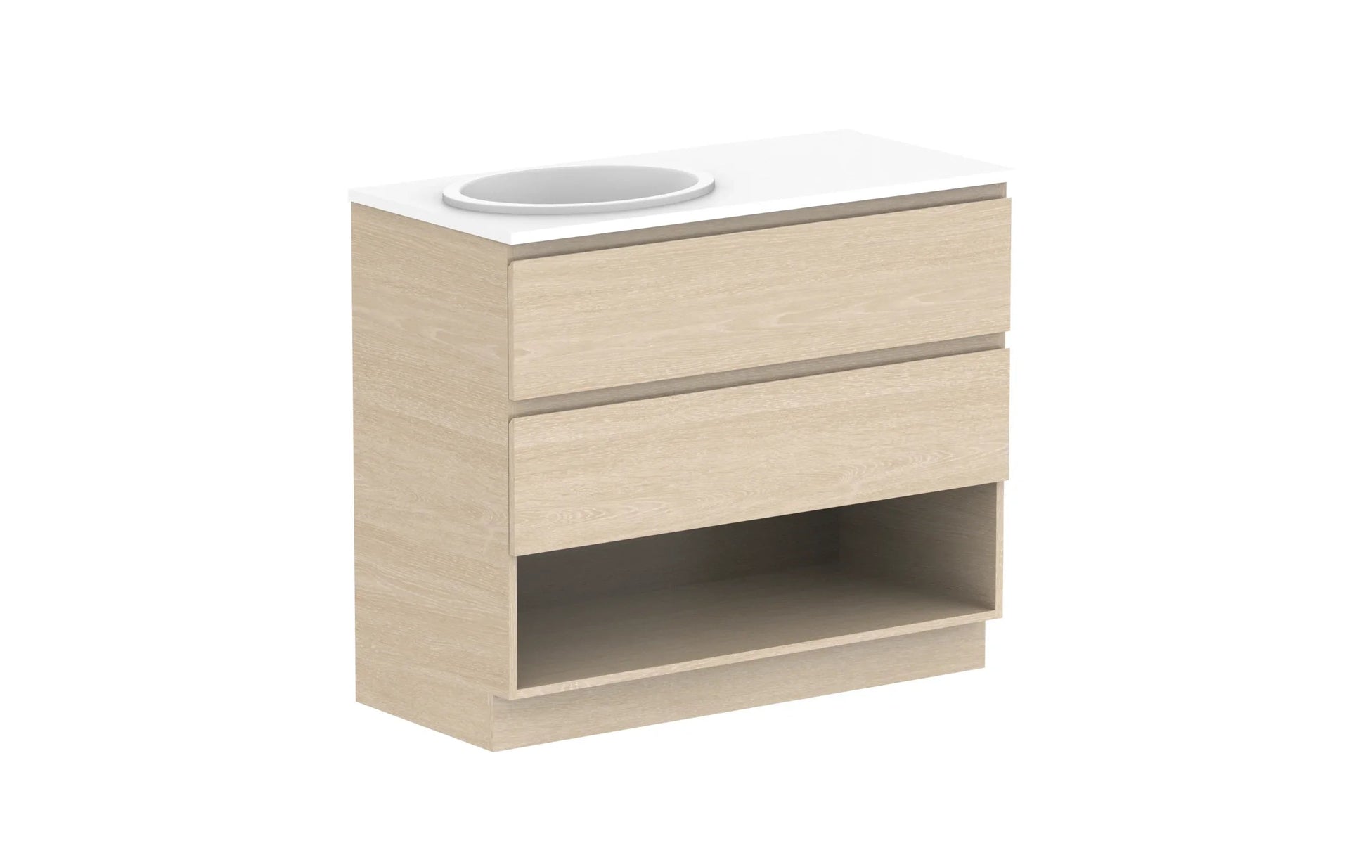 ADP Glacier Shelf Trio Freestanding Vanity - 1050mm / Stone Benchtop / Left Hand Bowl