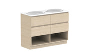 ADP Glacier Shelf Trio Freestanding Vanity - 1200mm / Stone Benchtop / Double Bowl