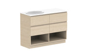 ADP Glacier Shelf Trio Freestanding Vanity - 1200mm / Stone Benchtop / Left Hand Bowl