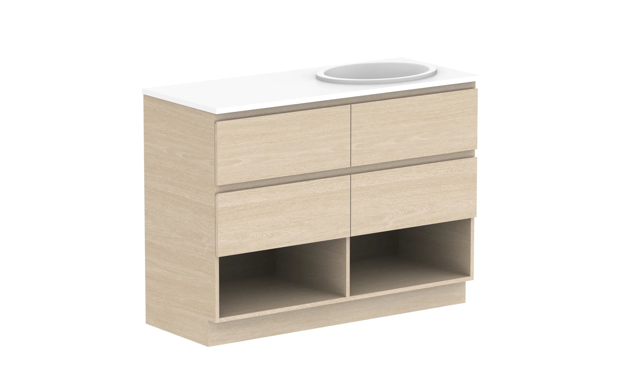 ADP Glacier Shelf Trio Freestanding Vanity - 1200mm / Stone Benchtop / Right Hand Bowl