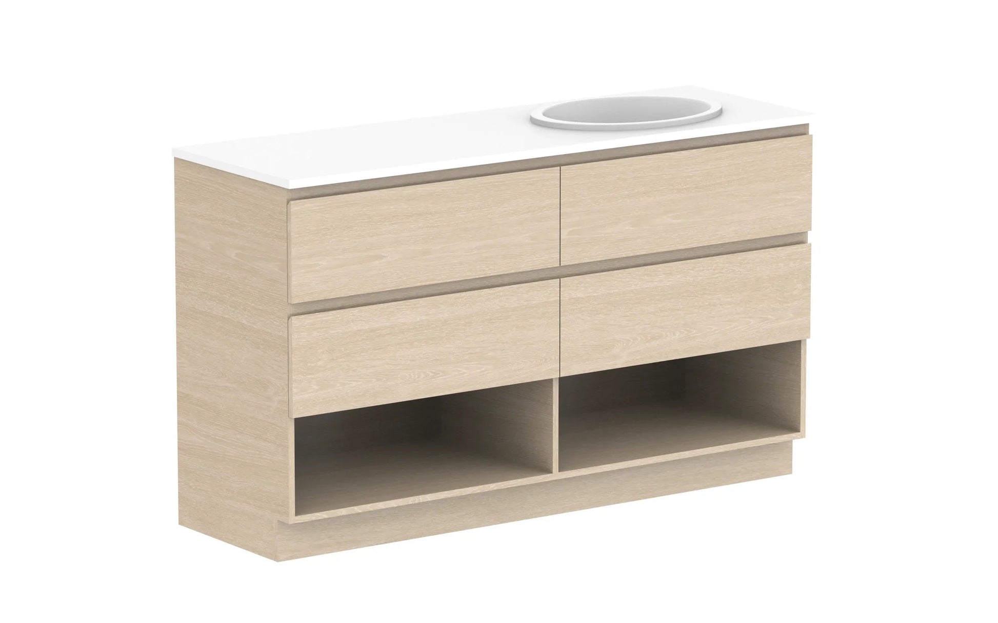 ADP Glacier Shelf Trio Freestanding Vanity - 1500mm / Stone Benchtop / Right Hand Bowl