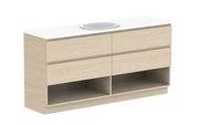 ADP Glacier Shelf Trio Freestanding Vanity - 1800mm / Stone Benchtop / Centre Bowl