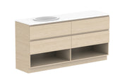 ADP Glacier Shelf Trio Freestanding Vanity - 1800mm / Stone Benchtop / Left Hand Bowl