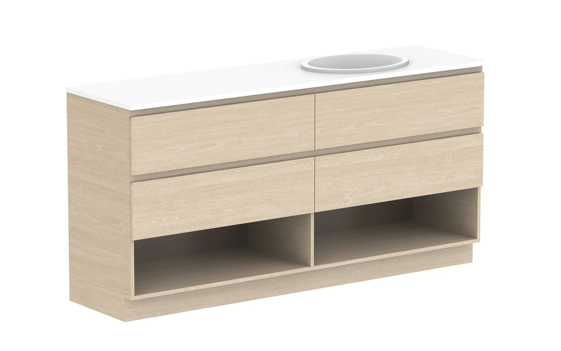 ADP Glacier Shelf Trio Freestanding Vanity - 1800mm / Stone Benchtop / Right Hand Bowl