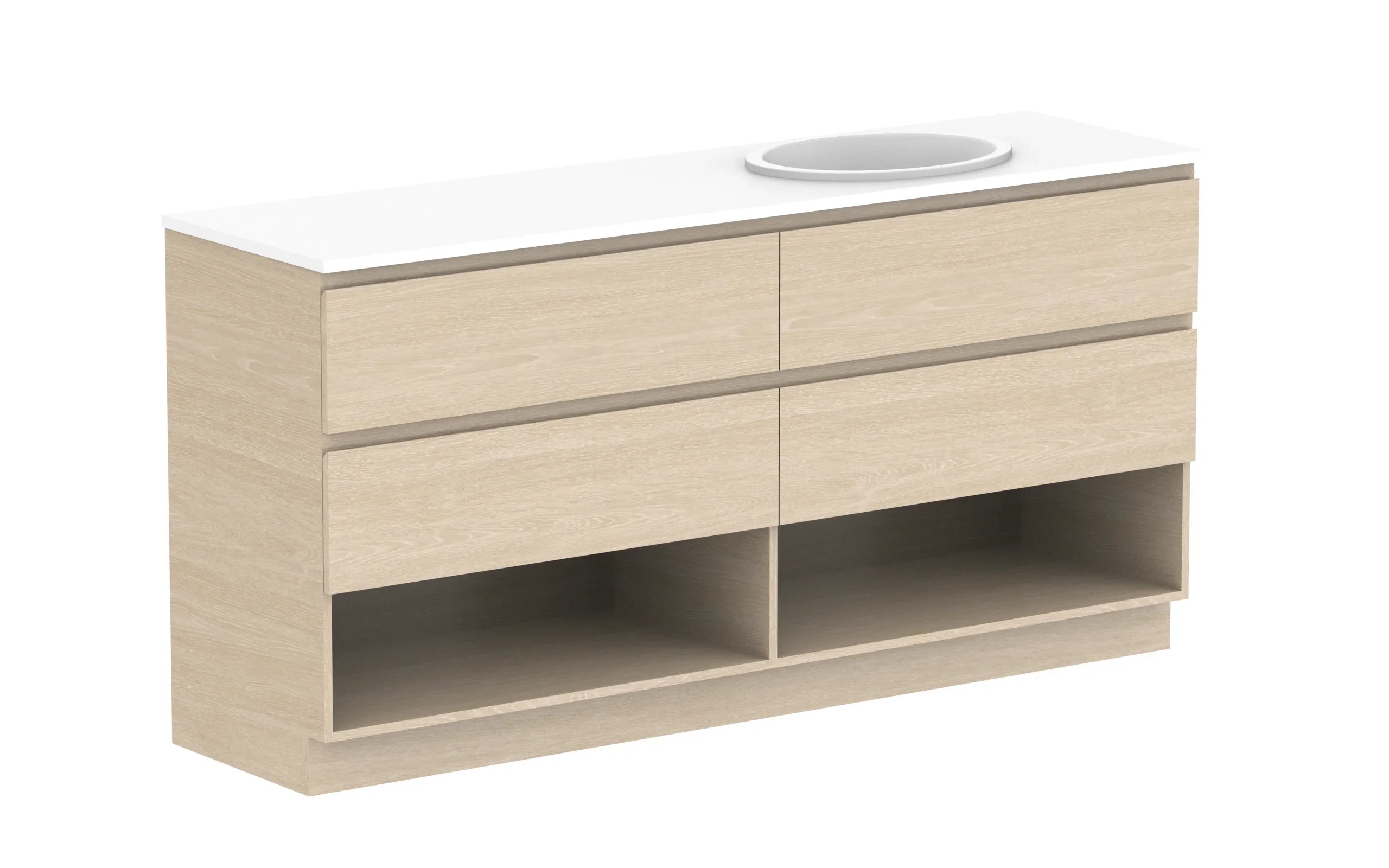 ADP Glacier Shelf Trio Freestanding Vanity - 1800mm / Stone Benchtop / Right Hand Bowl