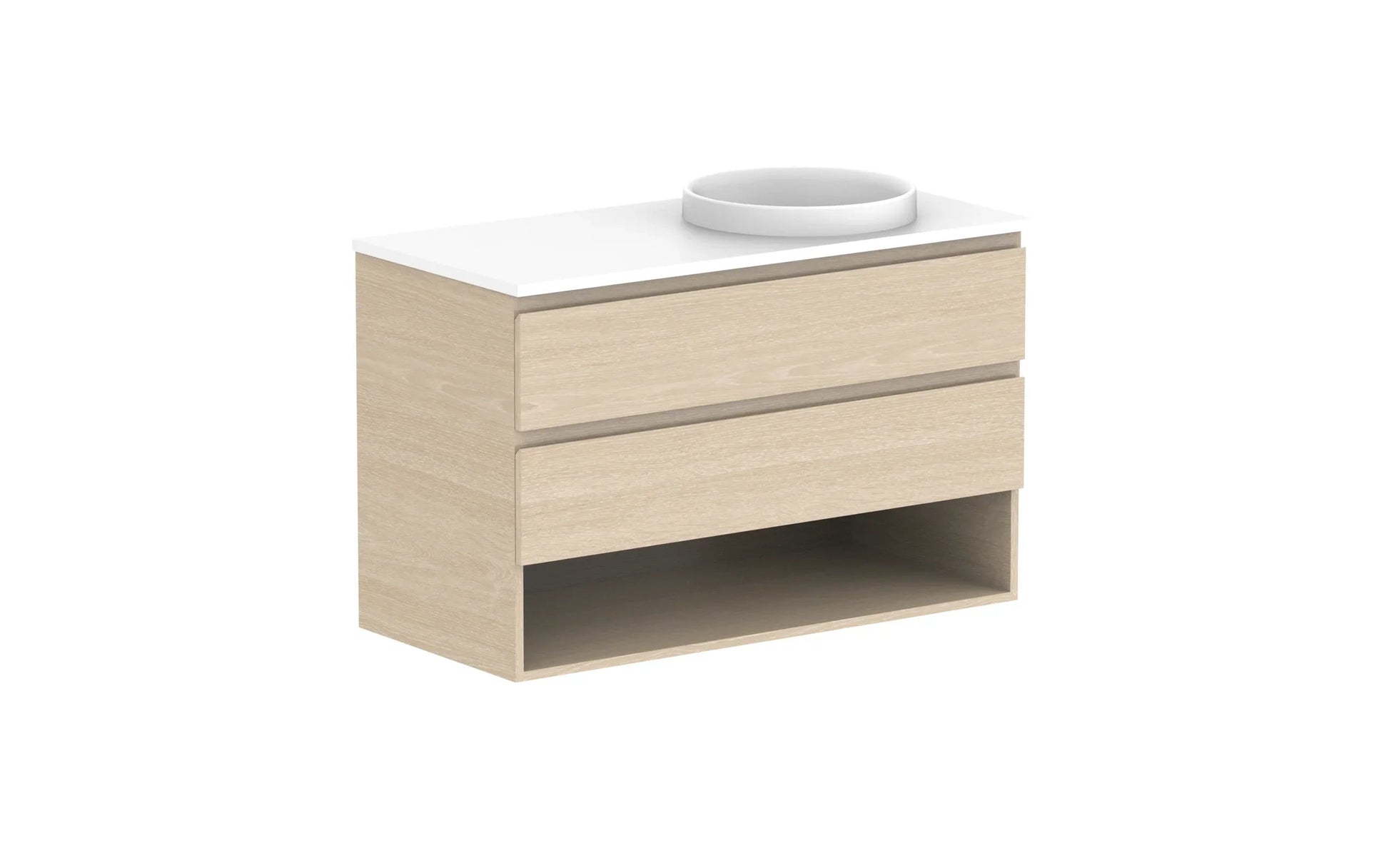 ADP Glacier Shelf Twin Wall Hung Vanity - 1050mm / Stone Benchtop / Right Hand Bowl