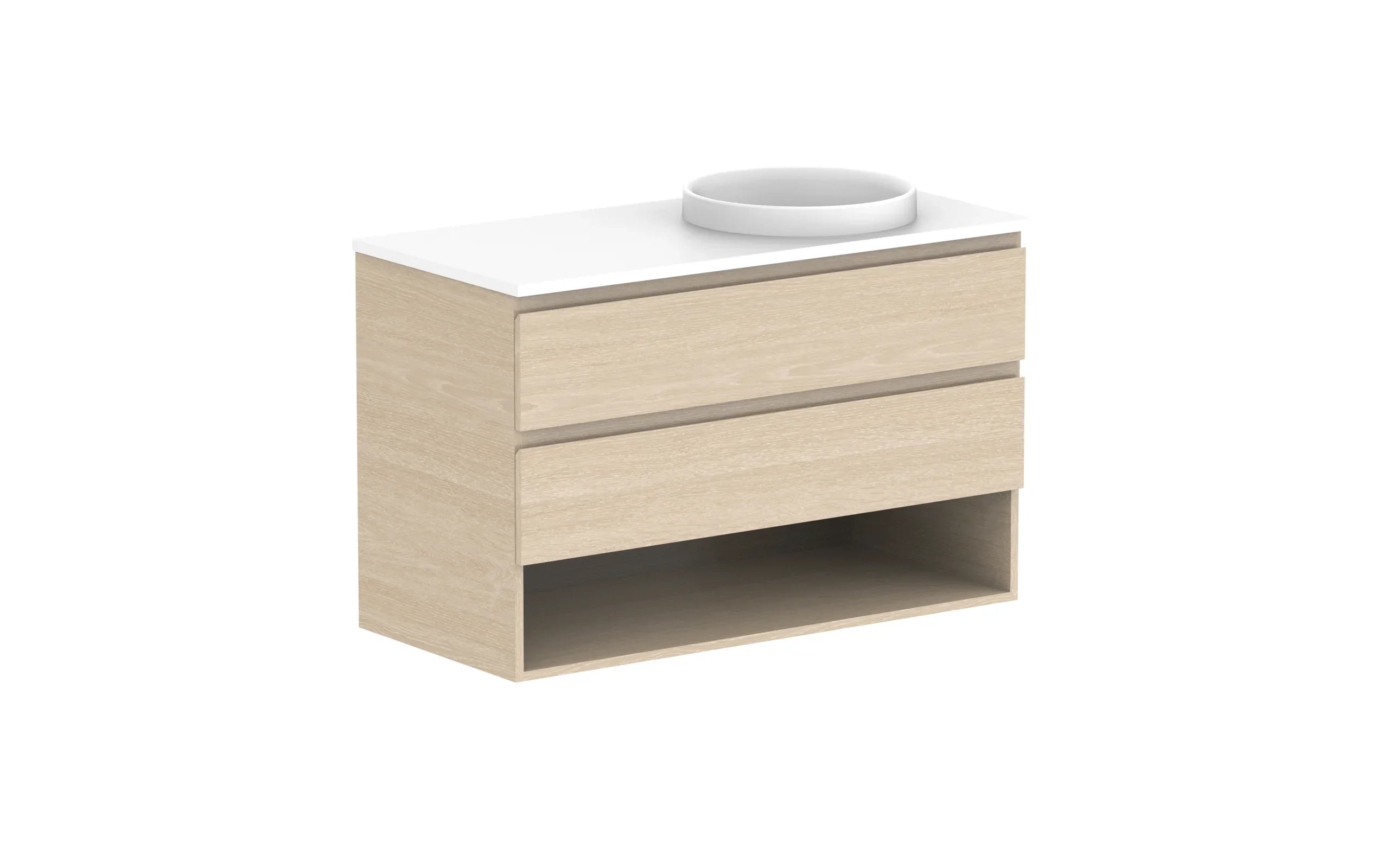 ADP Glacier Shelf Twin Wall Hung Vanity - 1050mm / Stone Benchtop / Right Hand Bowl