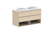 ADP Glacier Shelf Twin Wall Hung Vanity - 1200mm / Stone Benchtop / Double Bowl