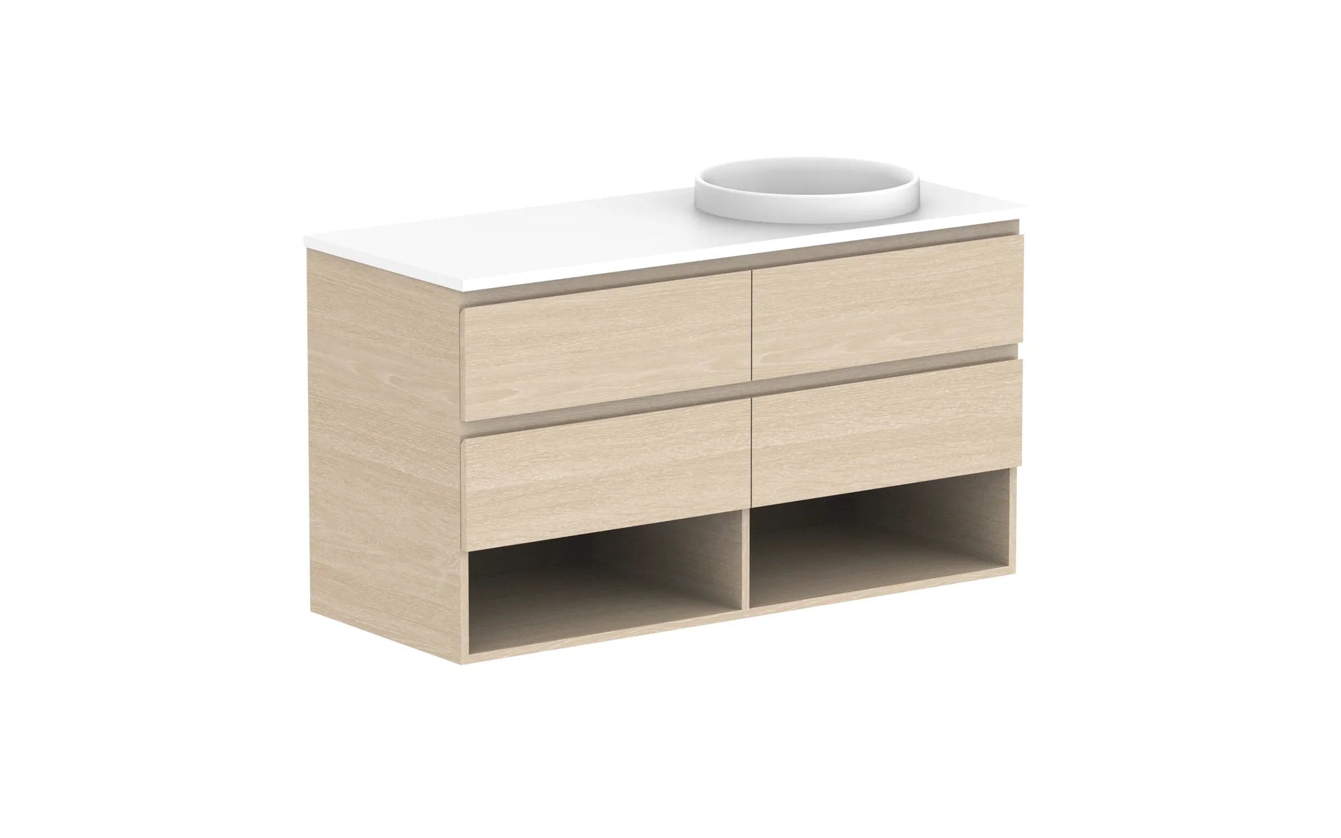 ADP Glacier Shelf Twin Wall Hung Vanity - 1200mm / Stone Benchtop / Right Hand Bowl