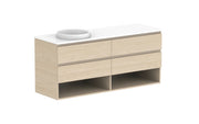 ADP Glacier Shelf Twin Wall Hung Vanity - 1500mm / Stone Benchtop / Left Hand Bowl