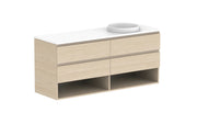 ADP Glacier Shelf Twin Wall Hung Vanity - 1500mm / Stone Benchtop / Right Hand Bowl