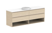 ADP Glacier Shelf Twin Wall Hung Vanity - 1800mm / Stone Benchtop / Centre Bowl