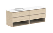 ADP Glacier Shelf Twin Wall Hung Vanity - 1800mm / Stone Benchtop / Left Hand Bowl