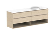 ADP Glacier Shelf Twin Wall Hung Vanity - 1800mm / Stone Benchtop / Right Hand Bowl