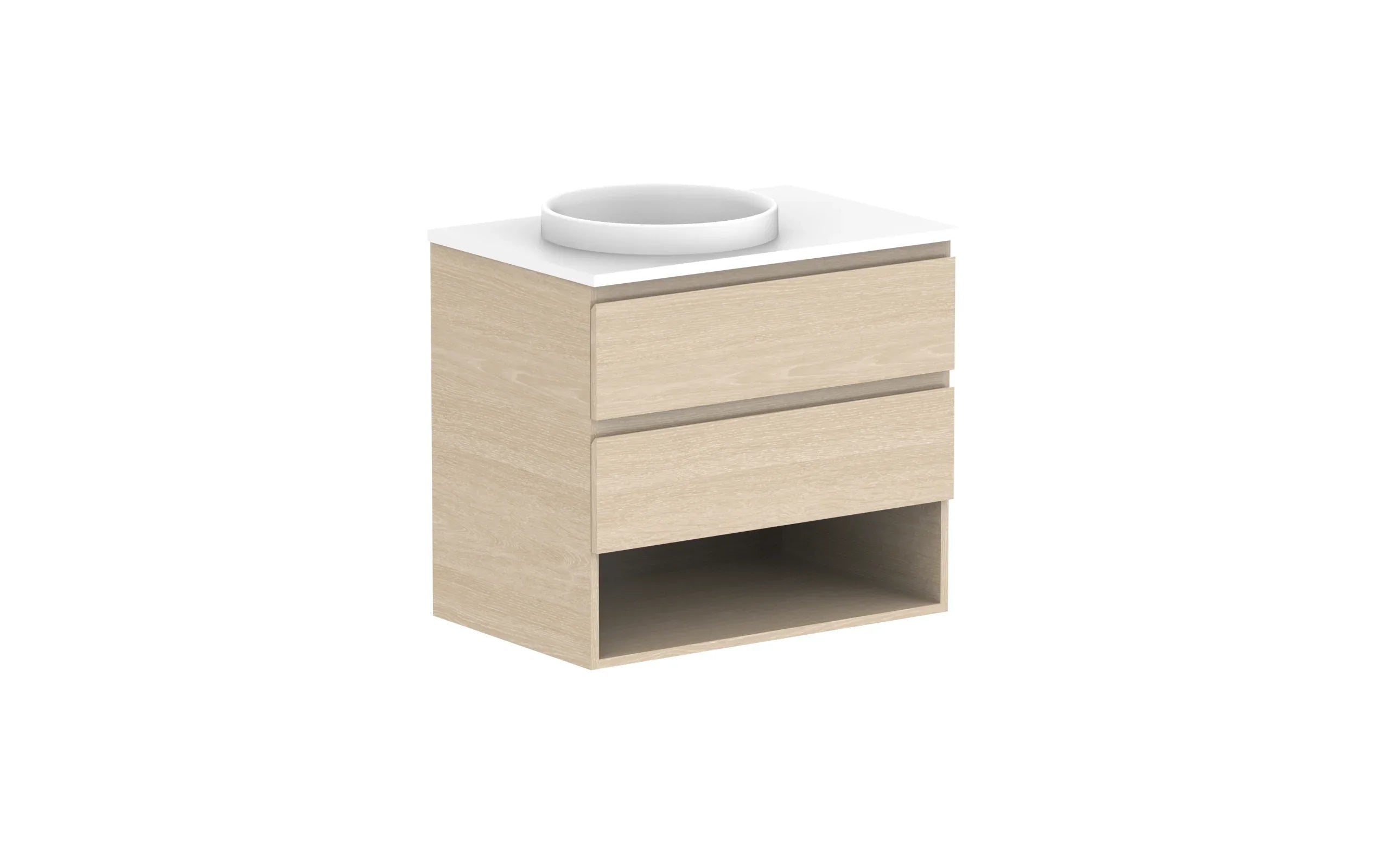ADP Glacier Shelf Twin Wall Hung Vanity - 750mm / Stone Benchtop / Left Hand Bowl