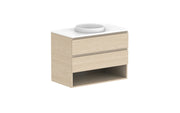 ADP Glacier Shelf Twin Wall Hung Vanity - 900mm / Stone Benchtop / Centre Bowl