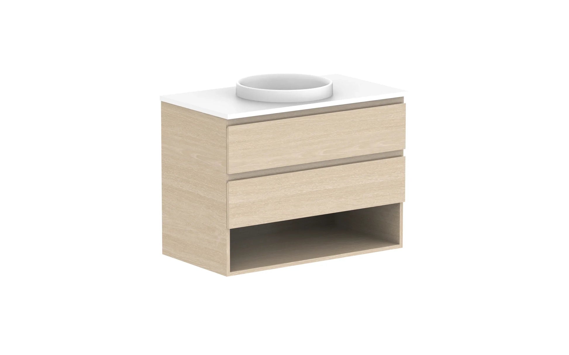ADP Glacier Shelf Twin Wall Hung Vanity - 900mm / Stone Benchtop / Centre Bowl