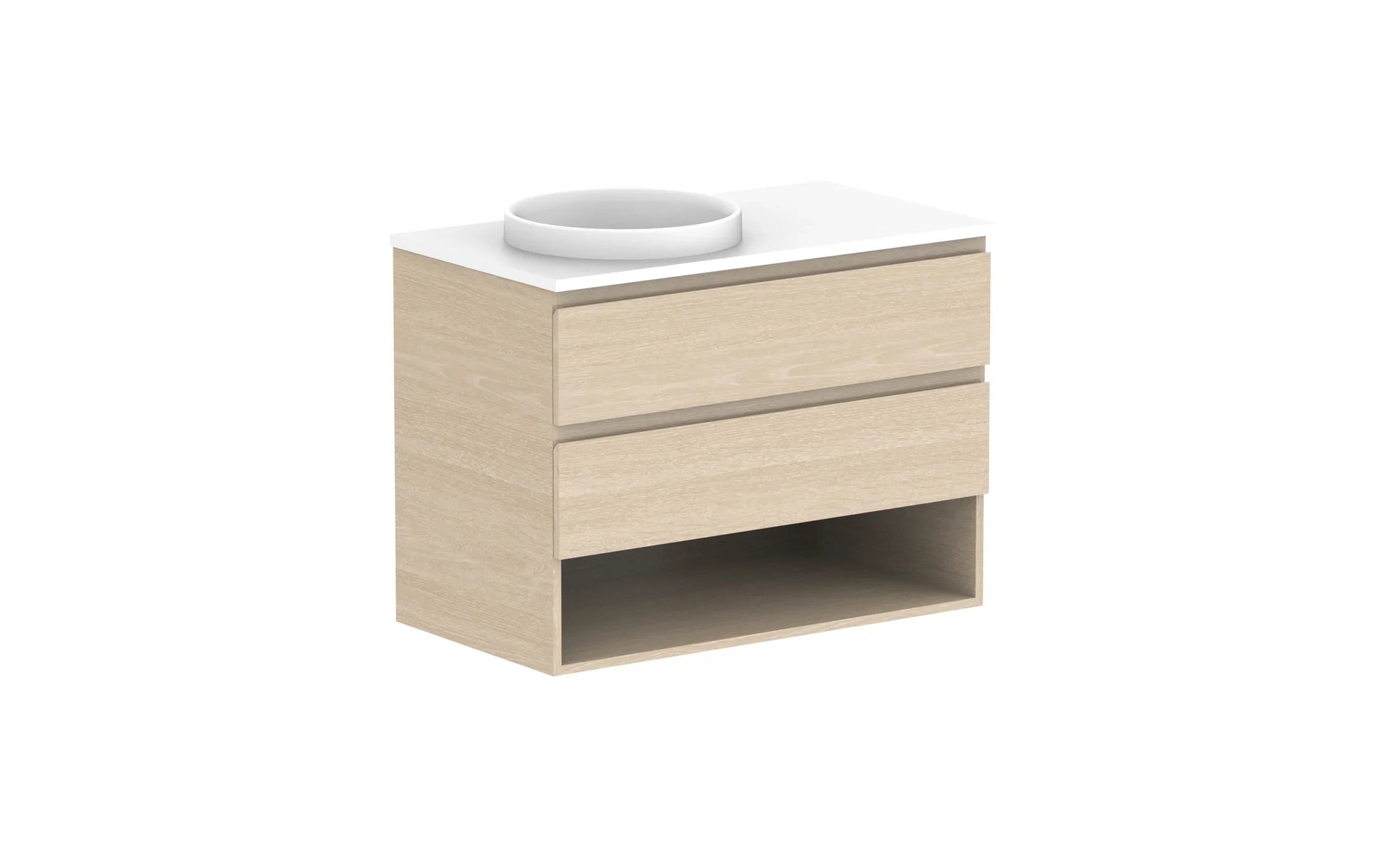 ADP Glacier Shelf Twin Wall Hung Vanity - 900mm / Stone Benchtop / Left Hand Bowl