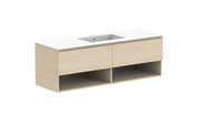 ADP Glacier Shelf Slim Wall Hung Vanity - 1500mm / Cast Marble Moulded Top / Centre Bowl