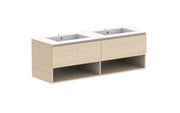 ADP Glacier Shelf Slim Wall Hung Vanity - 1500mm / Cast Marble Moulded Top / Double Bowl