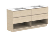 ADP Glacier Shelf Trio Freestanding Vanity - 1800mm / Cast Marble Moulded Top / Double Bowl