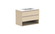 ADP Glacier Shelf Twin Wall Hung Vanity - 900mm / Cast Marble Moulded Top / Centre Bowl