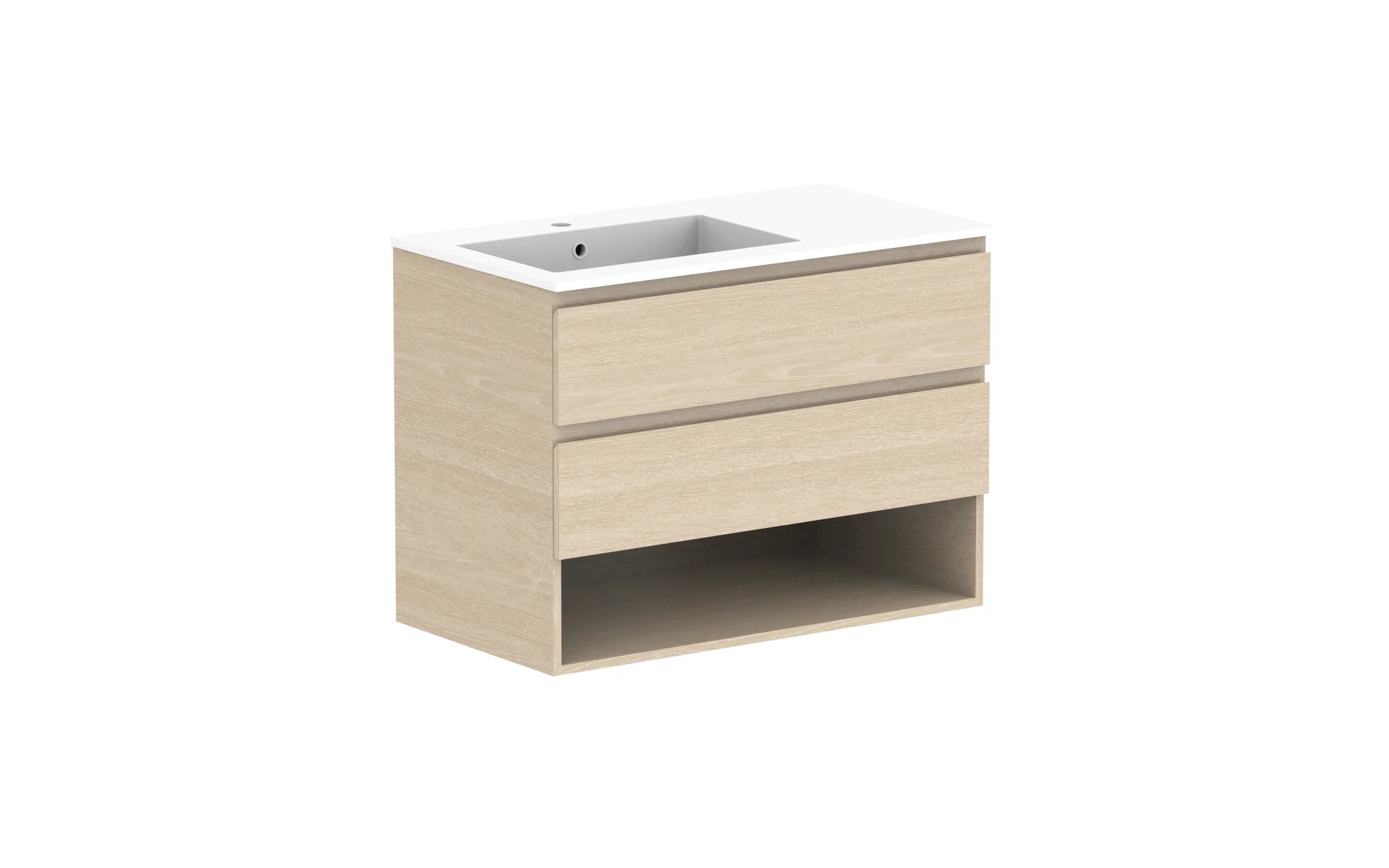 ADP Glacier Shelf Twin Wall Hung Vanity - 900mm / Cast Marble Moulded Top / Left Hand Bowl
