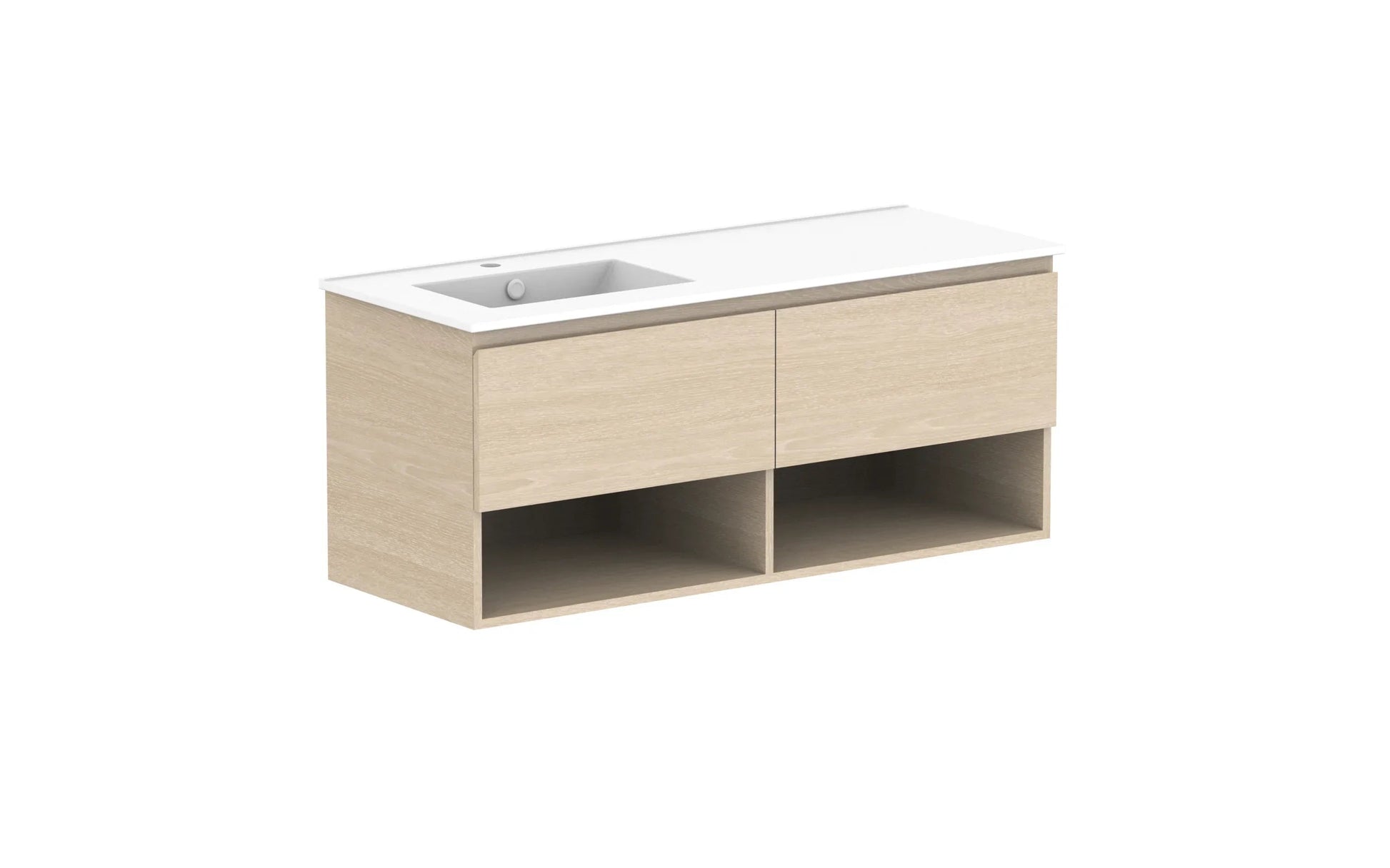 ADP Glacier Shelf Slim Wall Hung Vanity - 1200mm / Ceramic Moulded Top / Left Hand Bowl