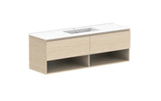 ADP Glacier Shelf Slim Wall Hung Vanity - 1500mm / Ceramic Moulded Top / Centre Bowl