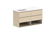 ADP Glacier Shelf Twin Wall Hung Vanity - 1200mm / Ceramic Moulded Top / Left Hand Bowl