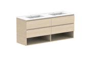 ADP Glacier Shelf Twin Wall Hung Vanity - 1800mm / Cast Marble Moulded Top / Double Bowl
