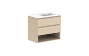 ADP Glacier Shelf Twin Wall Hung Vanity - 750mm / Ceramic Moulded Top / Right Hand Bowl