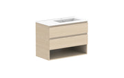 ADP Glacier Shelf Twin Wall Hung Vanity - 900mm / Ceramic Moulded Top / Right Hand Bowl