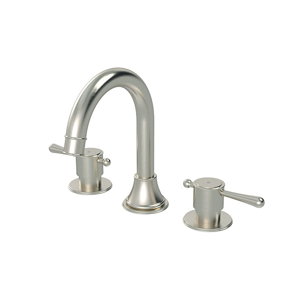 Harrington Three Hole Basin Set with Lever Handle, Brushed Nickel