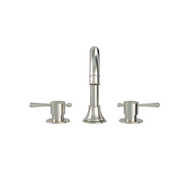 Harrington Three Hole Basin Set with Lever Handle, Brushed Nickel