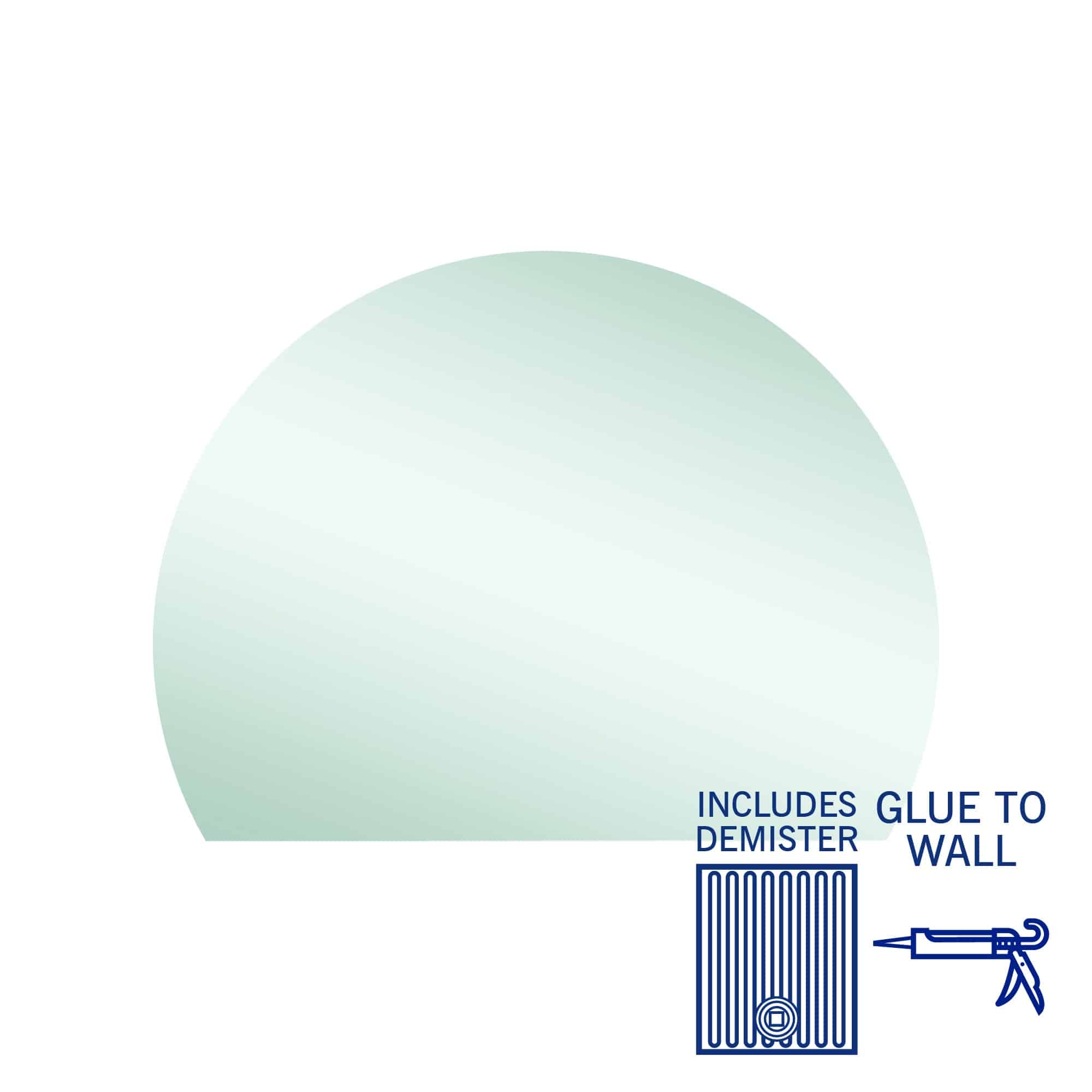 Thermogroup Hamilton D Shaped Polished Edge Mirror - 1200x900mm Glue-to-wall and Demister
