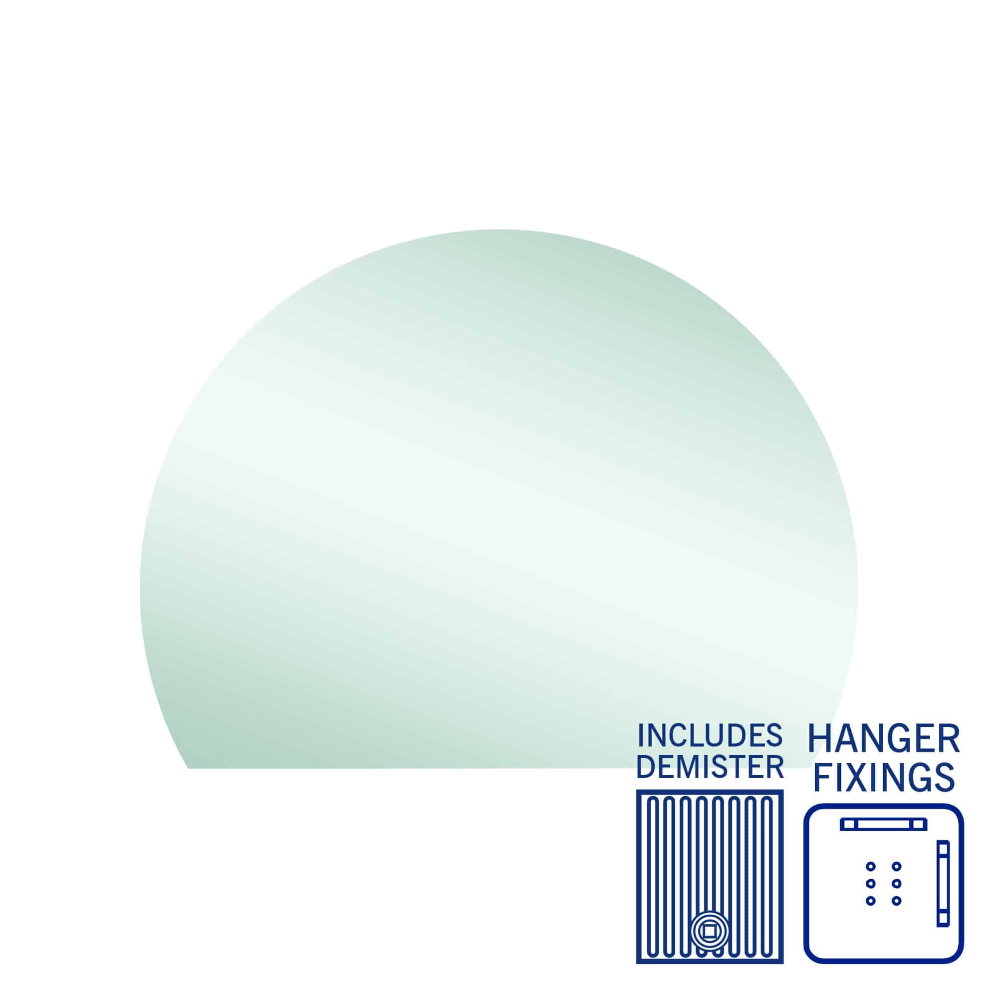 Thermogroup Hamilton D Shaped Polished Edge Mirror - 1200x900mm with Hangers and Demister