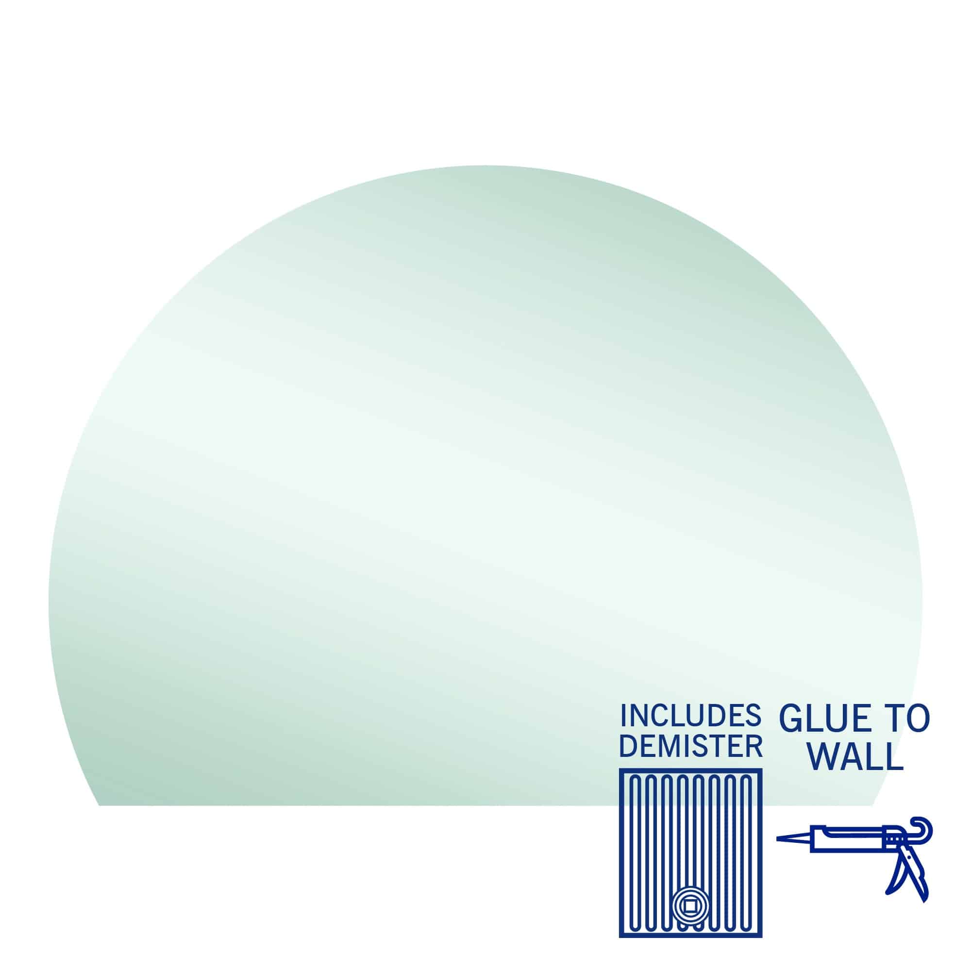 Thermogroup Hamilton D Shaped Polished Edge Mirror - 1500x1100mm Glue-to-wall and Demister