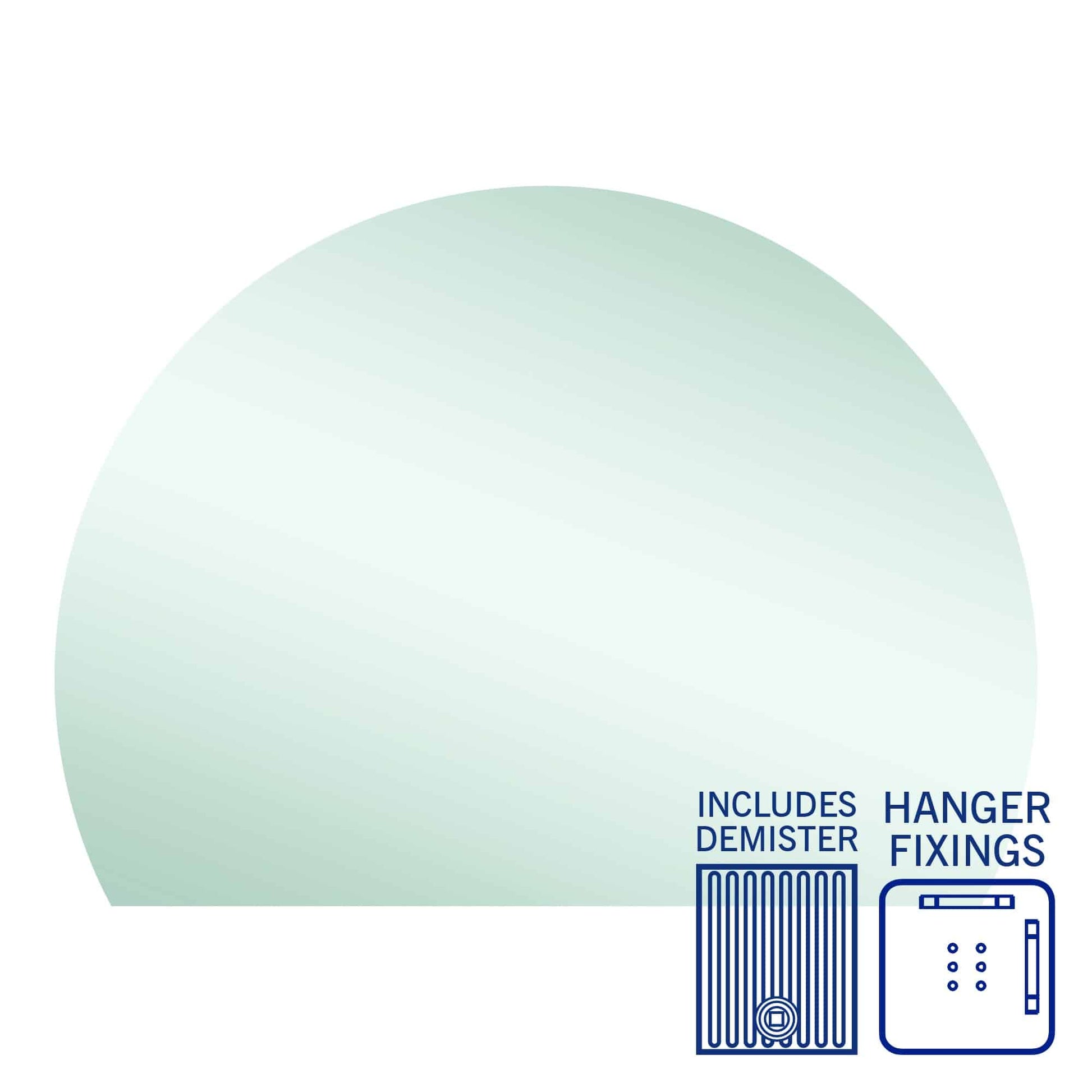 Thermogroup Hamilton D Shaped Polished Edge Mirror - 1500x1100mm with Hangers and Demister