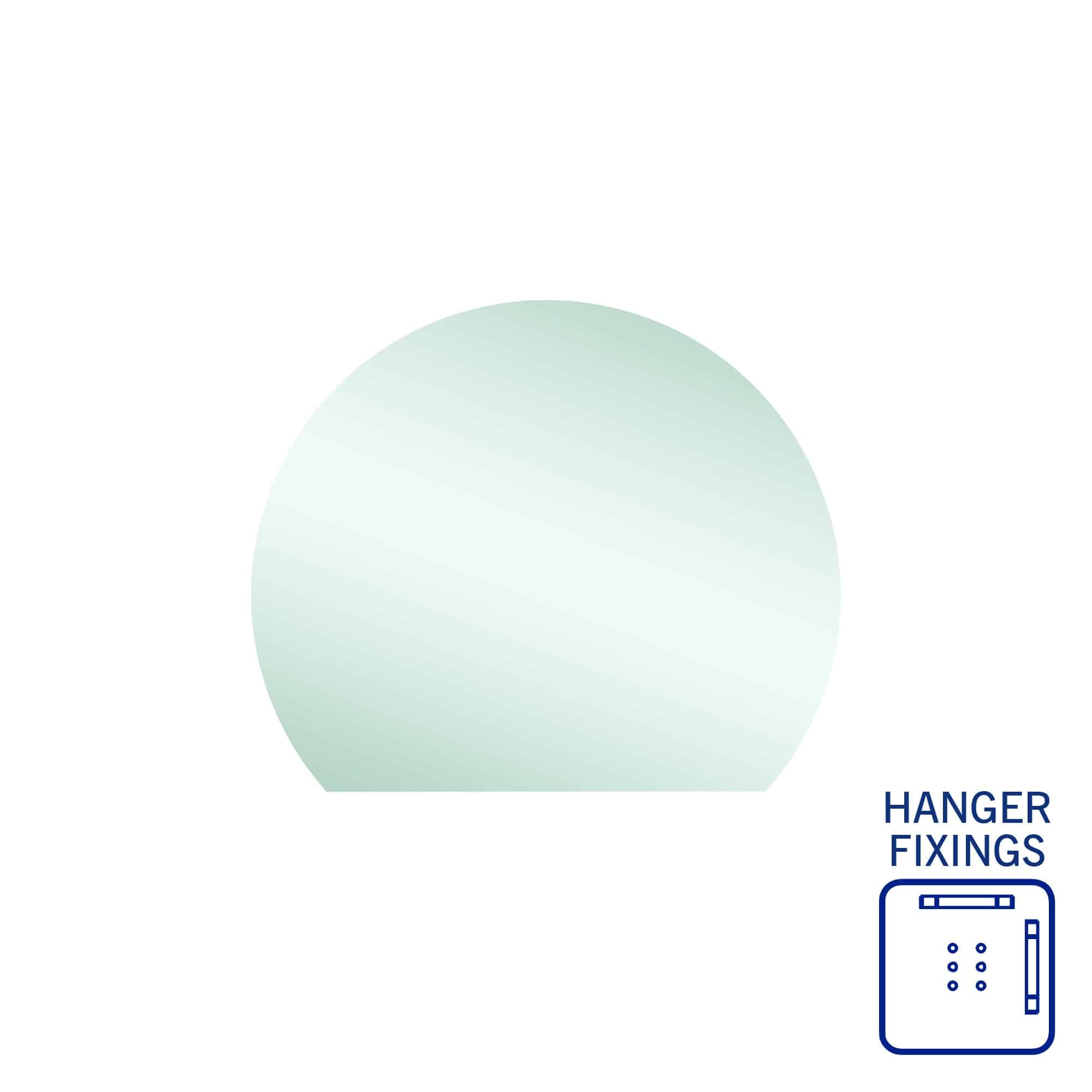 Thermogroup Hamilton D Shaped Polished Edge Mirror - 900x750mm with Hangers